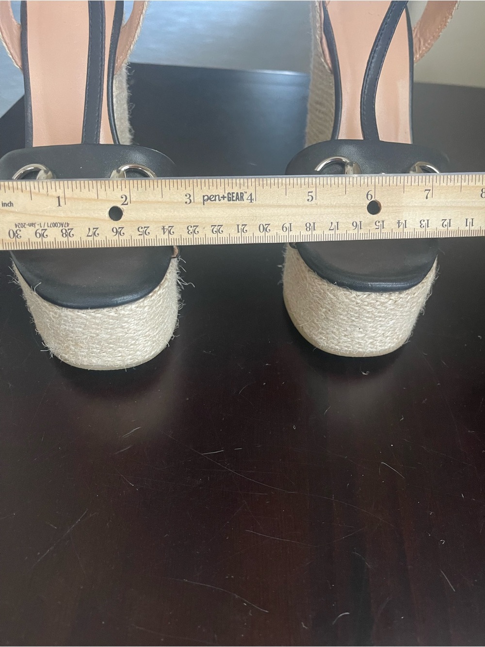 Black T-Strap Espadrille Platform Sandals - Picture 5 of 5